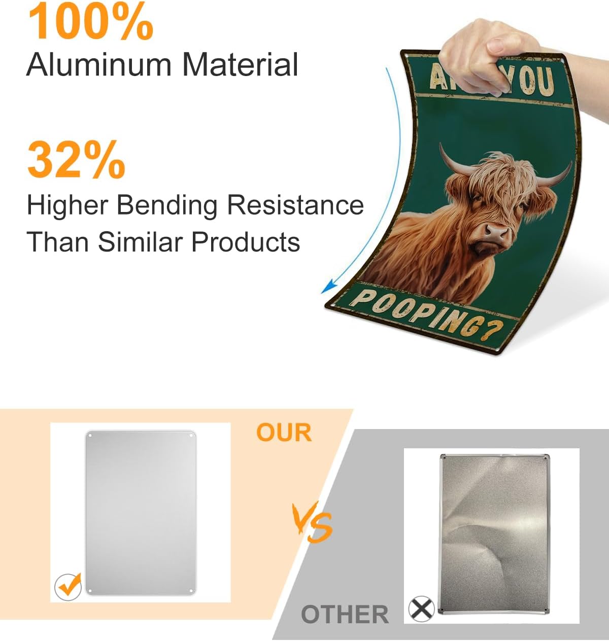 ALKB Funny Highland Cow Are You Pooping Metal Signs Vintage Farmhouse Bathroom Wall Decor Highland Cow Lovers Gift 8 x 12 Inch