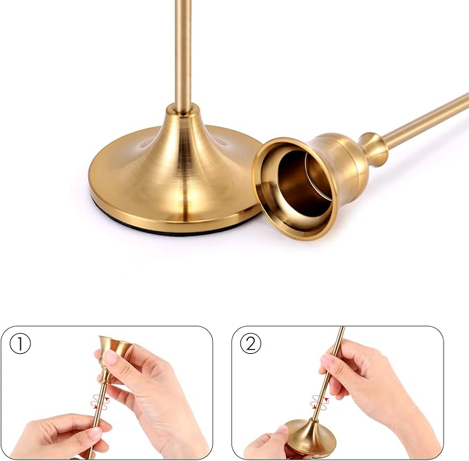 Gold Candlestick Holders Taper Candle Holder - Set of 3 Pcs Brass Gold Candle Stick Holder Centerpieces Decorations for Table, Mantel, Wedding, Dinning, Party(Candles not Include) | Aluminum Alloy, Brushed Plating, Rust Resistant, Non-Slip Base, 3 Size...