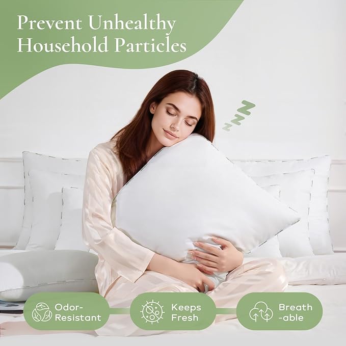 Ashler Home Deco Throw Pillow Inserts (Pack of 4, 20 x 20 Inches, White) - Hypoallergenic 100% Virgin Fiber Square Form Microfiber Throw Pillows for Bed and Couch Pillows | Indoor Decorative Pillow
