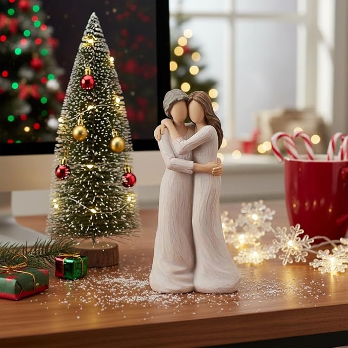 Storieme Sentimental Gifts for Mom from Daughter: Mother Daughter Hugging Resin Figurines Sculpture - Mom's Gift for Birthday Mother's Day Christmas Home Decor