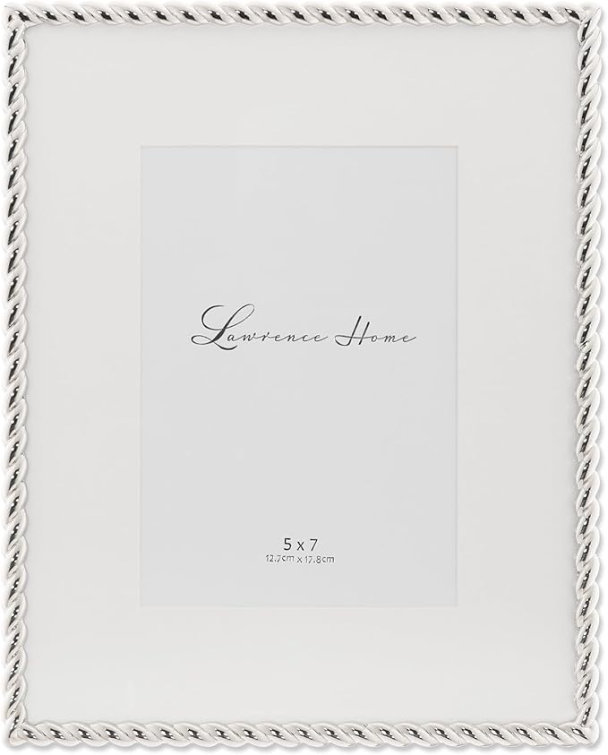 Lawrence Frames Silver Metal Rope 8x10 Matted for 5x7 Picture Frame (710080)