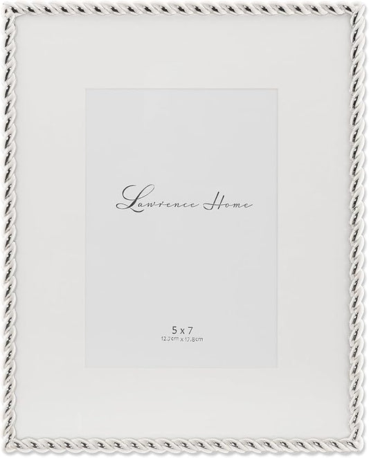 Lawrence Frames Silver Metal Rope 8x10 Matted for 5x7 Picture Frame (710080)
