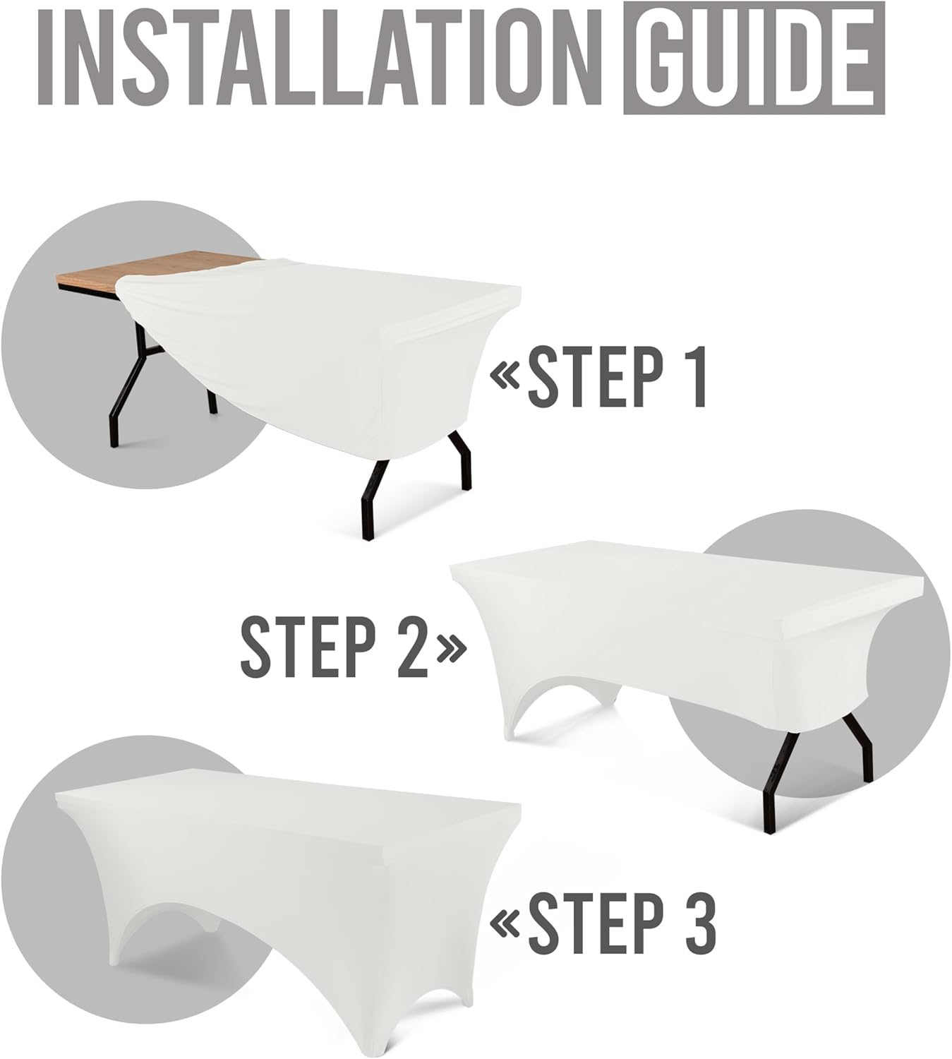 Utopia Kitchen 4FT Spandex Tablecloth [2 Pack, White] 200 GSM Stretch, Fitted, Washable and Wrinkle Resistant Table Cloth Rectangle Cover for Trade Shows, Wedding, Parties [48Lx30Wx30H Inch]