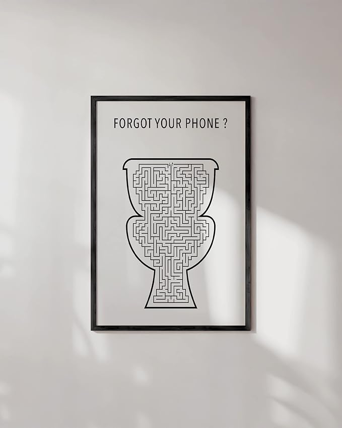 HAUS AND HUES Funny Bathroom Decor & Wall Art, Toilet Maze Signs (Unframed 24x36)