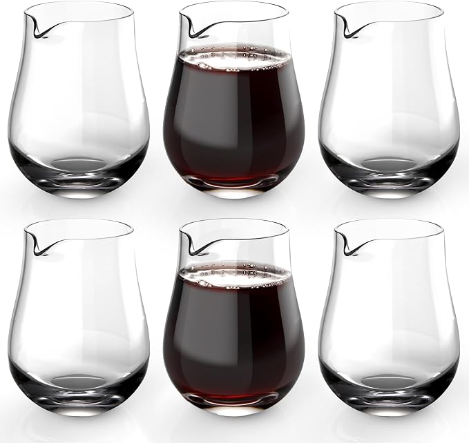 NUTRIUPS Mini Wine Carafe Set - Individual Serving Glass Decanters for Single Servings (Set of 6, 6.5oz)