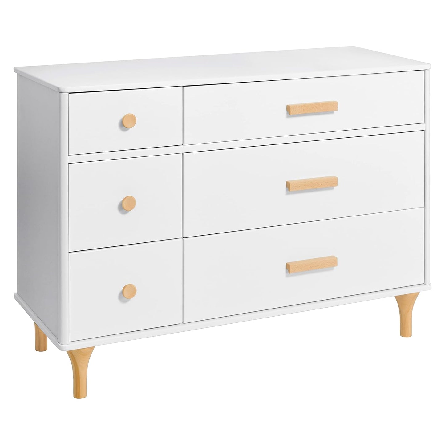 Babyletto Lolly 6-Drawer Assembled Double Dresser in White and Natural, Greenguard Gold Certified