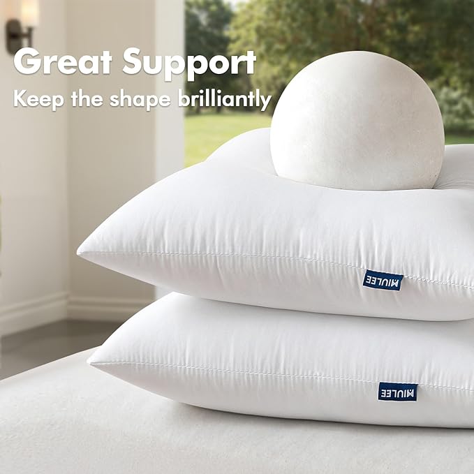 MIULEE Pack of 4 14x20 Outdoor Pillow Inserts, Water-Resistant Throw Pillow Inserts Decorative Premium Rectangle Pillow Stuffer Sham for Porch Swing Couch Sofa Cushion Patio Furniture