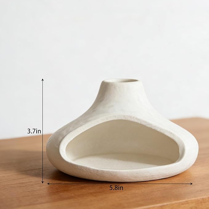 Ceramic Palo Santo Holder with Mini Chimney, Ash Catcher Incense Holder for Palo Santo Sticks, Sage Bundles, Incense Cones, Fireplace Style Smudge Bowl for Meditation, Yoga Home Decor(White)