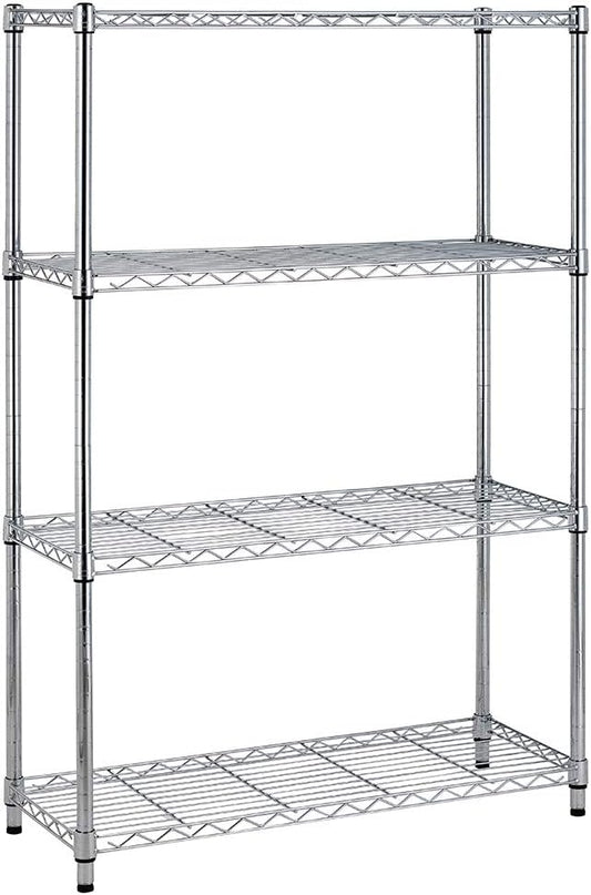 BestOffice 4-Storage Shelves Metal Garage Shelving Wire Shelf Organizer Shelving, 36" x 14" x 54", Unit 250 lbs Per Shelf, Chrome | Sturdy, Adjustable, Easy Assembly | Garage Pantry Kitchen Closet