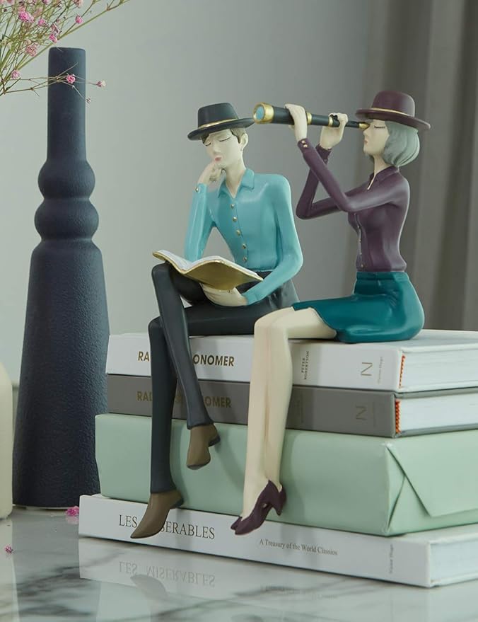 HAUCOZE Man Figurine Statue Reading Art Sculpture Modern Home Decor Gift for Living Room Bedroom Office Polyresin 9.1 Inch