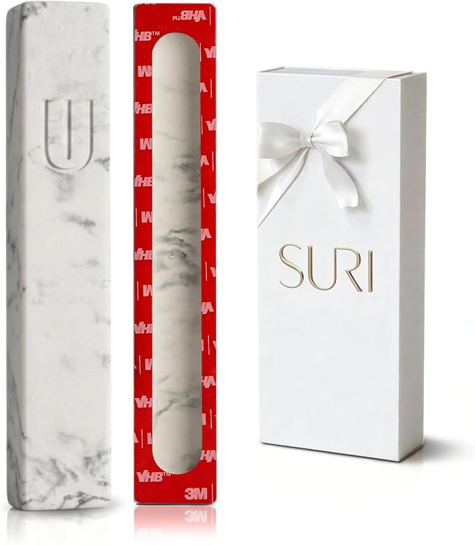 SURI Mezuzah for Door with Scroll – 9 Inch Modern Mezuzah Case with Non Kosher Scroll Included, Fits up to 8” Scroll, Easy Adhesive Installation, Gift Box Included