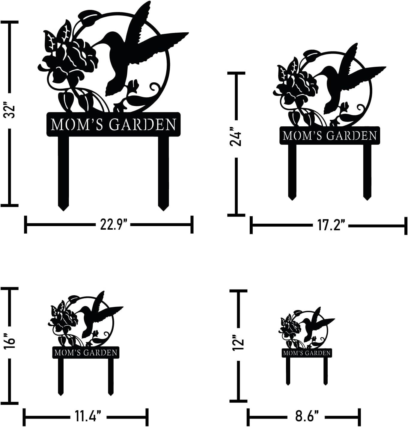 Personalized Metal Sign with Stake, Custom Hummingbird Garden Sign for Outdoor, Patio, Farmhouse Decoration, Lawn Yard Art, Bird Flower Garden Decor