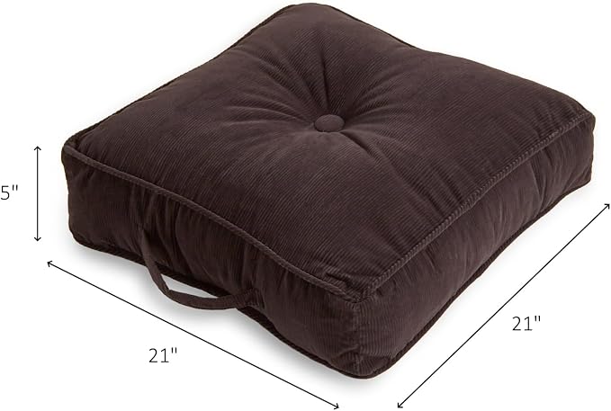 Greendale Home Fashions Omaha Corduroy 21" Square Floor Pillow with Carry Handle, Steel