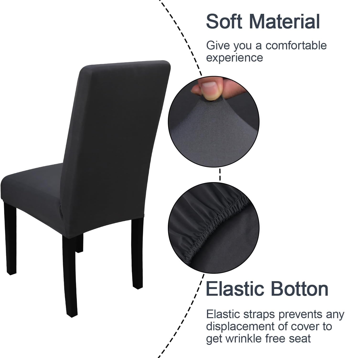 JQinHome Dining Chair Covers Dining Room Chair Slipcovers, 2 Pack High Stretch Removable Washable Parsons Chair Slipcover for Home Party Hotel Wedding Ceremony (Grey)