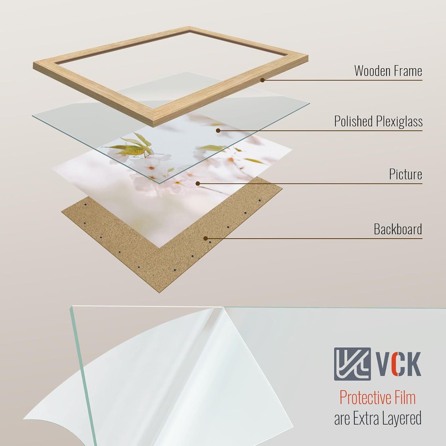 VCK 12x18 Oak Wood Frame for Poster & Picture, Natural Solid Wood Photo Frames 3 Pack, Wall Gallery Frame