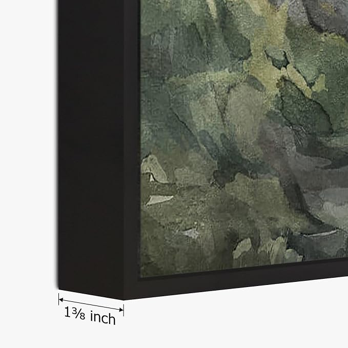 SAFERRYHOME Foggy Green Forest Wall Art, Misty Pine Tree Framed Canvas Wall Decor, Nature Landscape Painting Woodland Prints, Modern Mountain Artwork Picture for Living Room Bedroom Office, 16"x24"x3