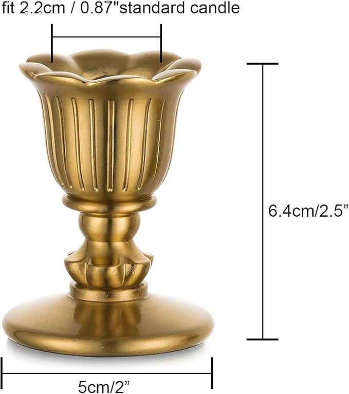 Vintage Taper Candle Candlestick Holders, Gold Candle Sticks Brass Victorian Style Candelabra for Christmas Table Centerpiece Wedding Reception Festive Advent Thanksgiving Party Decorations Set of 12