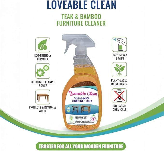 EcoDecors Fully Assembled SnazzyCorner® 18" Teak Shower Bench, Corner Shower Stool, w Shelf, Plus Loveable Teak Oil Spray Bottle 24 oz, Loveable Teak Cleaner 32 oz, Space Saver Corner be