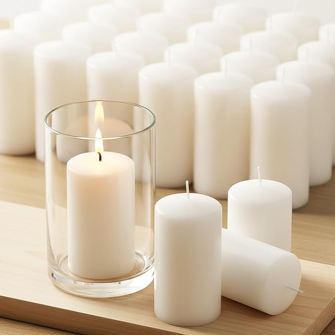 Pillar Candles 20 Pack, White Pillar Candle Bulk for Wedding | 2x4 Inch Unscented Clean Burn, Long Lasting, Smokeless & Smokeless, Candles Bulk Decor for Home Party Hurricane