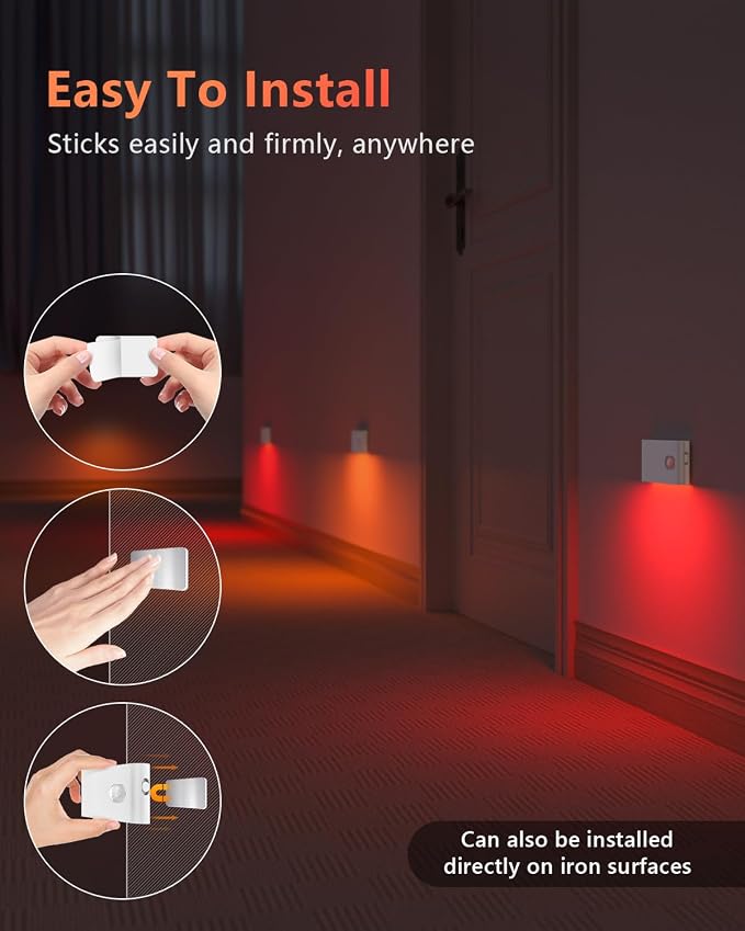 WILLED Motion Sensor Night Light, RGB & Warm White Stair Lights Indoor, Rechargeable Color Changing Night Light, Wireless Motion Sensor Light Indoor for Stair,Hallway,Bathroom,Cabinet,Kitchen,10 Pack