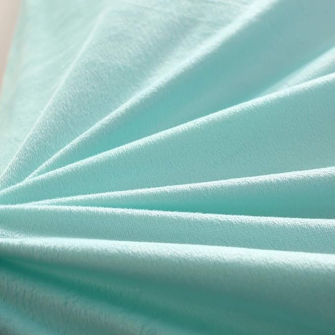 Faux Fur Velvet Fluffy Bedding Duvet Cover Set Down Comforter Quilt Cover with Pillow Sham, Ultra Soft Warm (Twin, Aqua)