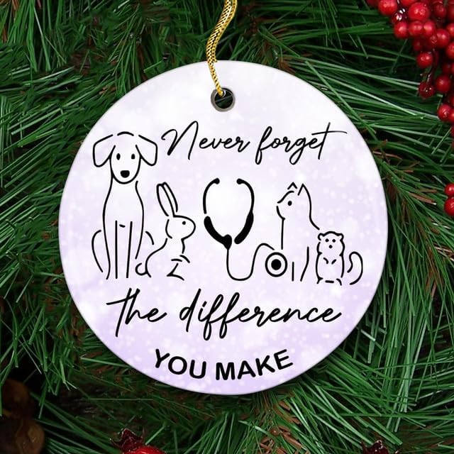 Veterinary Christmas Ornament 2025-3" Ceramic, Vet Tech Week Appreciation Gifts Bulk for Women Men, Thank You Gifts for Veterinarian Assistant Receptionist Kennel Tech Animals Care Décor