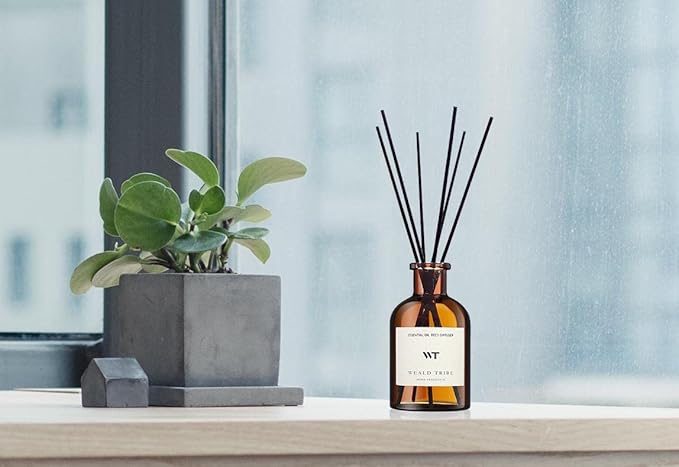 WEALD TRIBE Flower Reed Diffuser Set Clean White Linen Scent for Bathroom Air Fresheners | 4.0 fl oz Essential Oils with Sticks Home Fragrance Defusers | House Bedroom Office Shelf Decor & Gift