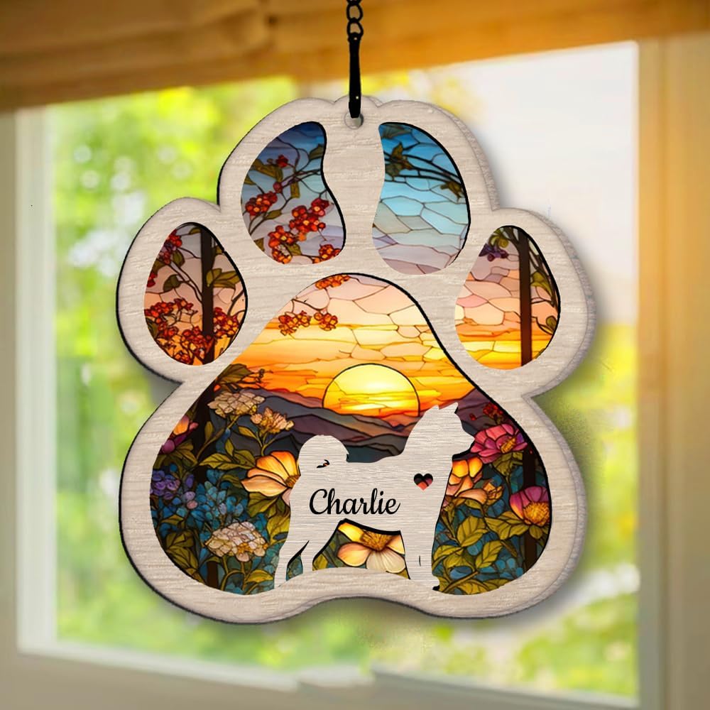 IZI POD Personalized Akita Suncatcher Dog Memorial Gifts, Custom Akita Ornament Christmas Tree, Pet Remembrance Gift, Loss of Dog Sympathy Gift, Pets Memorial Ornament, Pet Loss Suncatcher