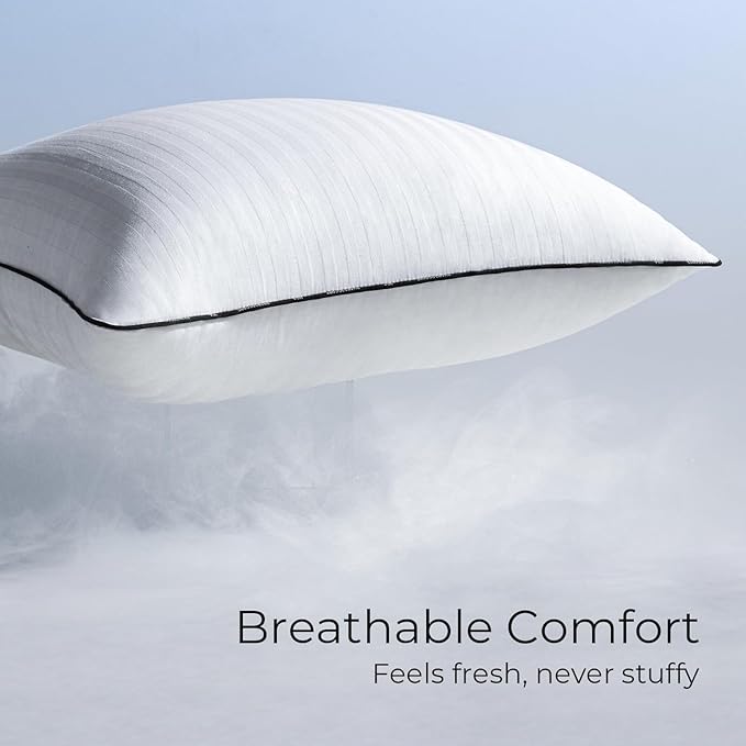 Phantoscope Synthetic Down Pillow Insert - 12x20 Down Alternative, Ultra Soft Large Rectangle Throw Pillow with 100% Cotton for Couch Sham, Bed Sleeping (White, Set of 2)