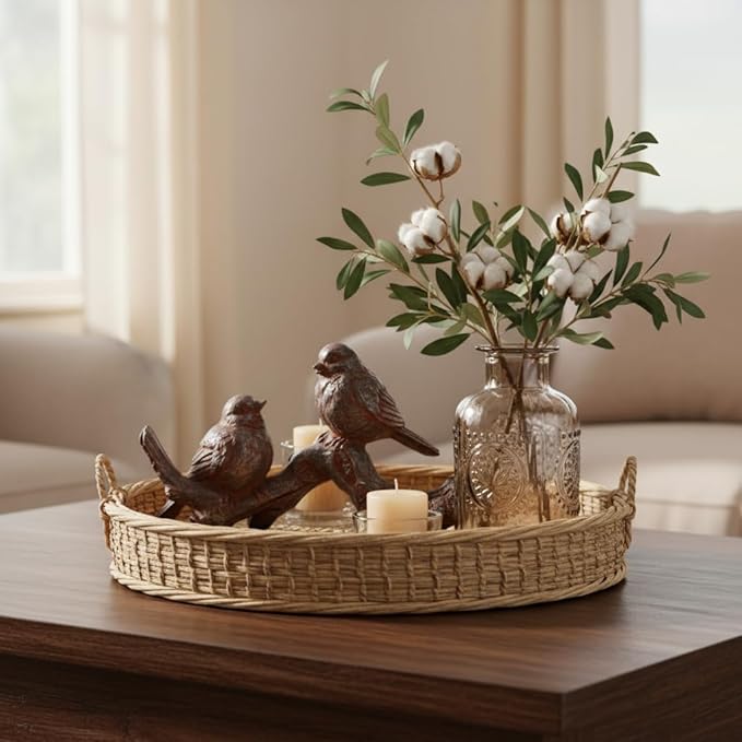 Braxio Bird Figurines Home Decor – Resin Tabletop Vintage Distressed Birds on Branch, Rustic Farmhouse Decor for Living Room, Bedroom, Office, 6 x 2.3 x 3.4 Inches