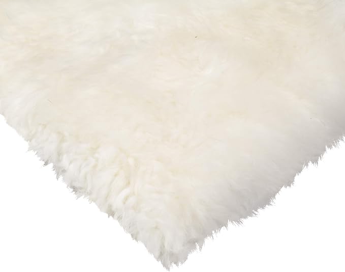 Set of 4, Natural Sheepskin Chairpad with Non-Slip Backing | 100% Real New Zealand Wool Sheepskin for Car Seat, Accent Chair, or Vanity Chair, Natural