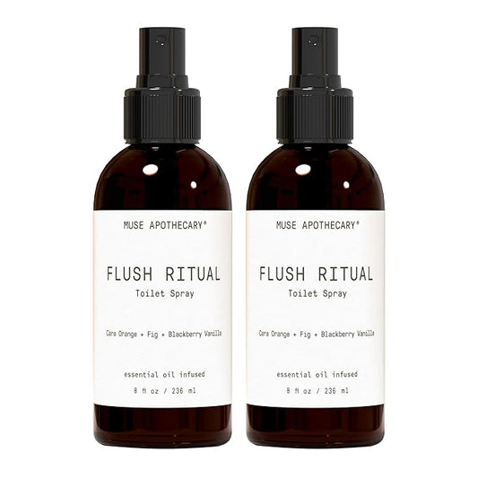Muse Apothecary Flush Ritual - Aromatic & Refreshing Toilet Spray, Use Before You Go, 8 oz, Infused with Natural Essential Oils - Cara Orange + Fig + Blackberry Vanilla, 2 Pack