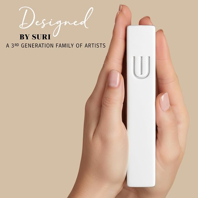 SURI Mezuzah for Door with Scroll – 6 Inch Modern Mezuzah Case with Non Kosher Scroll Included, Fits up to 5” Scroll, Easy Adhesive Installation, Gift Box Included