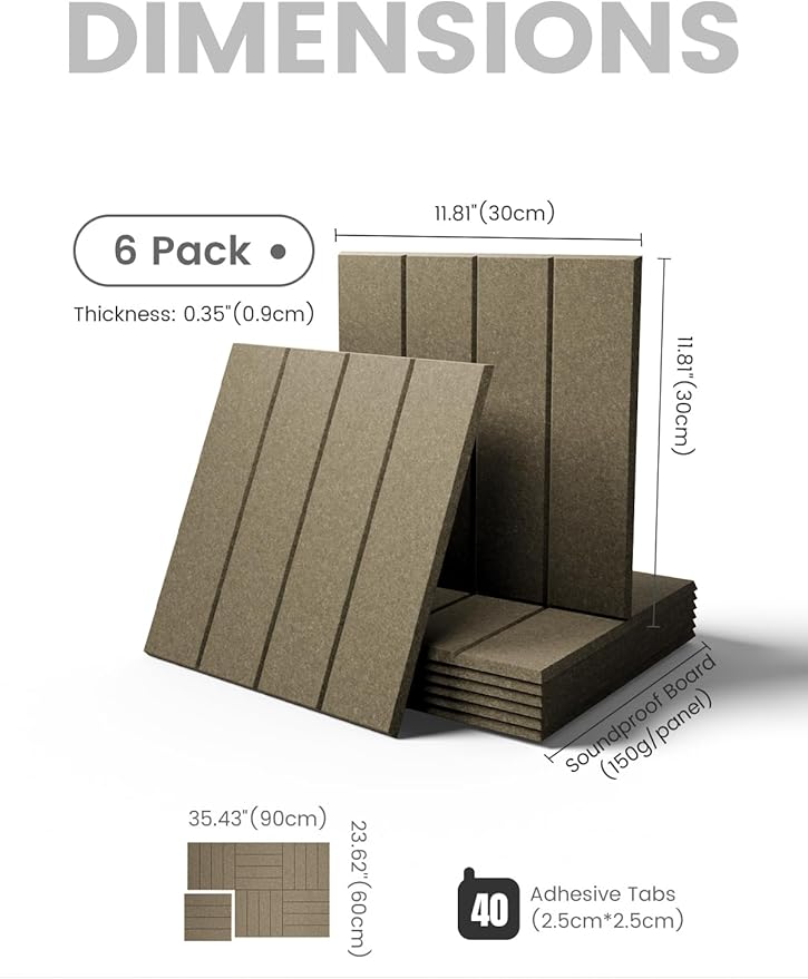 Large Felt Bulletin Board 36"x24" Cork Board Alternative - 6 Pack with 40 Safe Removable Adhesive Tabs, Cork Boards for Walls for Home Office Classroom Pin Board-Earth Brown