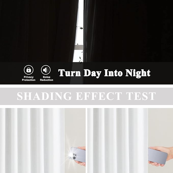 Vision Home White Pinch Pleated Full Blackout Curtains Thermal Insulated Window Curtains 120 inch for Living Room Bedroom Room Darkening Pinch Pleat Drapes with Hooks Back Tab 2 Panel 40" Wx120 L