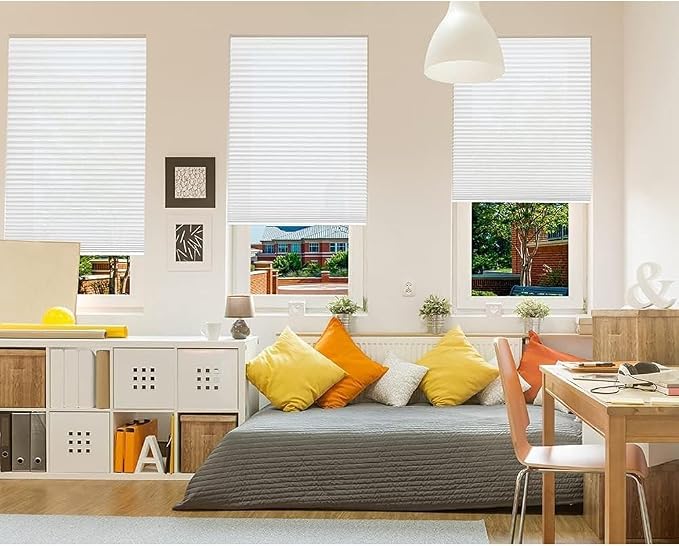 Redi Shade No Tools Easy Lift Trim-at-Home Cordless Pleated Light Filtering Fabric Shade White, 30" W x 64" L, (Fits windows 19 in - 30 in)