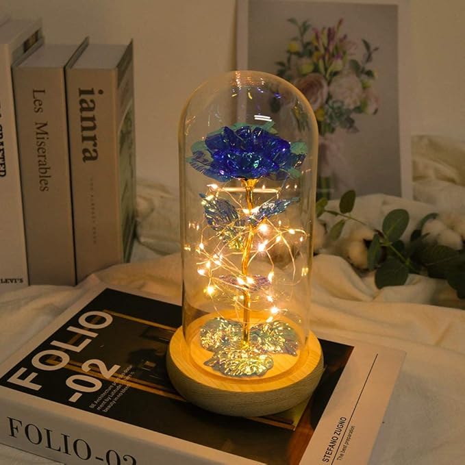 Beferr Mothers Day Rose Gifts for Mom Galaxy Glass Rose Preserved Forever Roses for Delivery Light Up Flowers in Glass Dome Anniversary Birthday Gifts for Women Grandma Wife Her Daughter Girlfriend