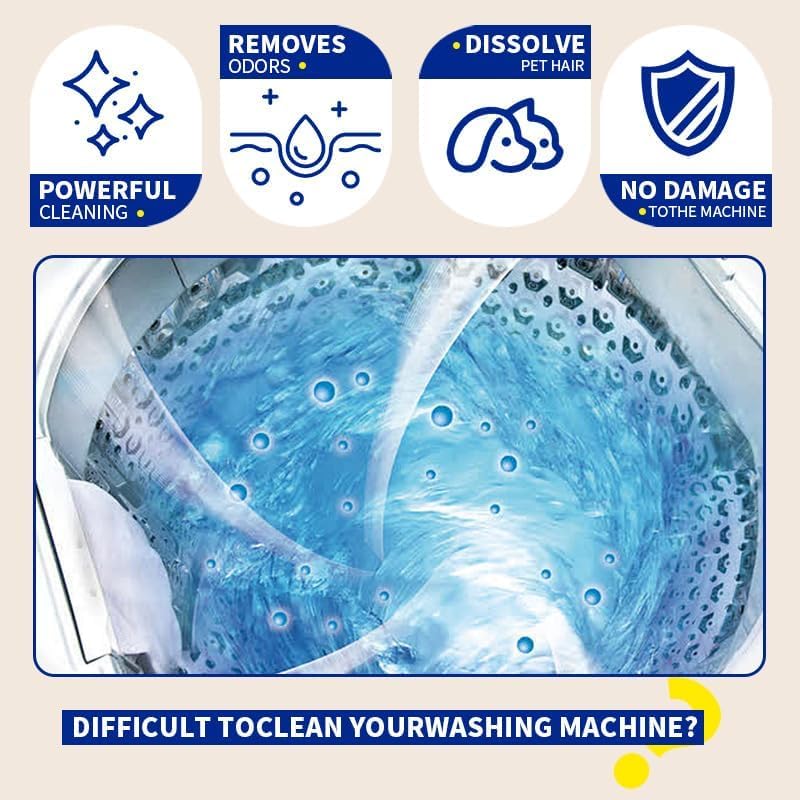 Washing Machine Cleaner Tablets - 24 Pack (12 Month Supply) | HE Compatible for Top & Front Load Washers | Pet-Safe Formula Eliminates Odors, Lint & Detergent Buildup