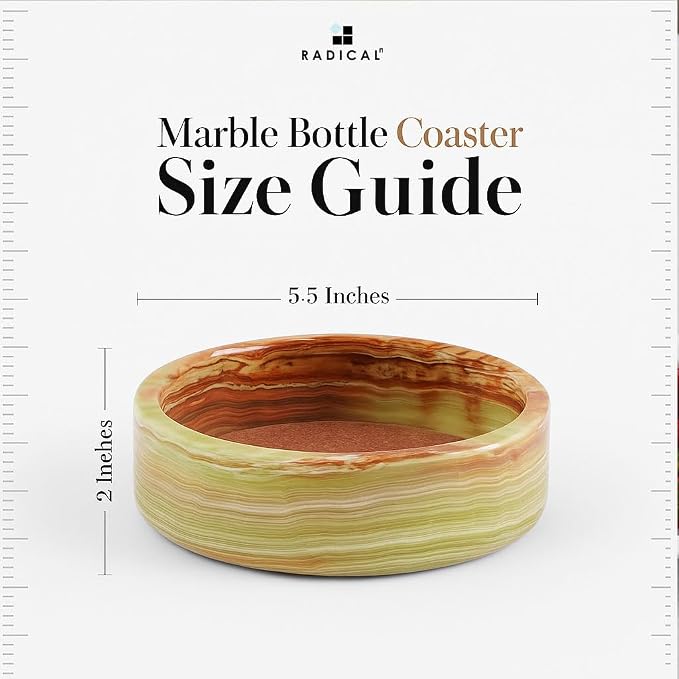 Radicaln Marble Wine Coasters 5.5" Inches Green Onyx Wine Bottle Coasters for Countertop, Ideal Absorbent Cork Holder for Champagne Bottles