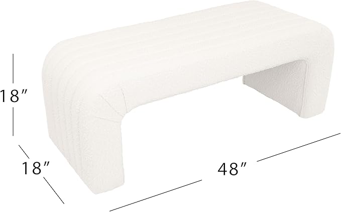 HomePop 48" Arch Channel Bench - Cream Boucle