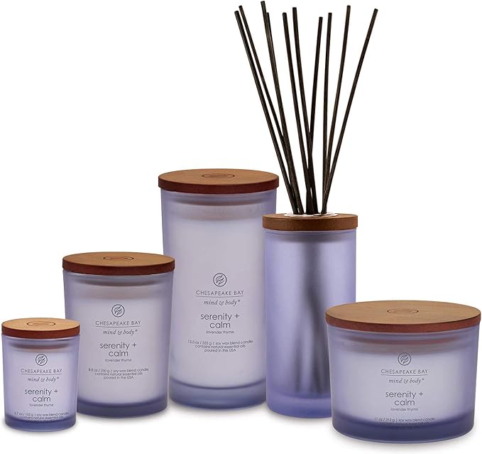 Chesapeake Bay Candle Scented Candles Serenity + Calm (Lavender Thyme) Medium Jar Perfect for Home Decor and Gifting 8.8oz (Pack of 8)