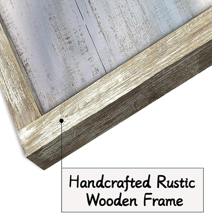 Country Wall Art Framed Picture: Large Farmhouse Old Barn Wood Painting Decor Rustic Bedroom Living Room Farm Scene Print Horizontal Panoramic Nature Landscape Countryside View Artwork for Home