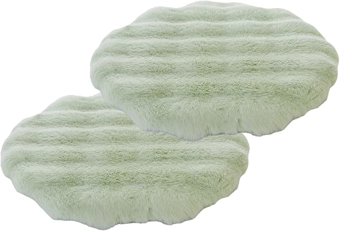 Lifup 2 Pack Round Chair Pads Memory Foam Seat Cushion Soft Cozy Plush Non Slip Thick Pad with Ties and Removable Cover for Dining Room, Office Green 14 x 14 Inch