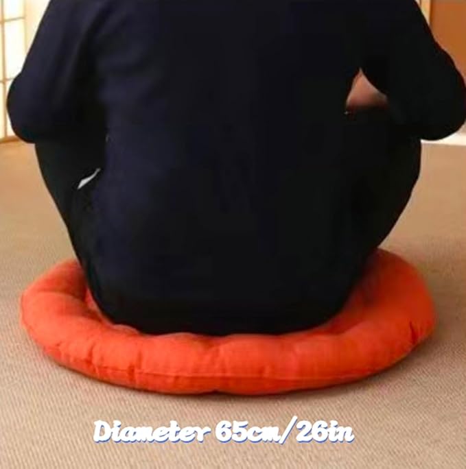 Large Linen Floor Cushions,Round Futon Pillows Japanese Style Tufted Floor Pillows Meditation Cushions for Seating On Pad for Yoga Sofa Balcony((26x26inch),Color:Light Gray)
