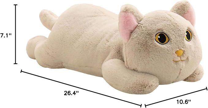 YESGIRL 26.4 inch 5 lbs Cat Weighted Stuffed Animals, Large Weighted Plush Animal, Cute Plush Toy Pillow, Soft Kawaii Plushie Gifts for Adults, Kids, Boys and Girls (Light Gray)