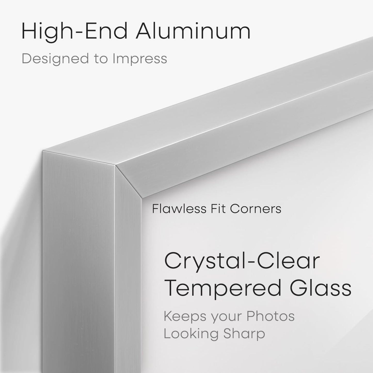 Homeforia Silver 14x14 Picture Frame, High End Metal 14 x 14 Square Frame with Mat 12 x 12 Photo, 14x14 Poster Frames Matted to 12x12 Print, 14 by 14 Hanging Frames, Tempered Glass, Wall Kit, Set of 1