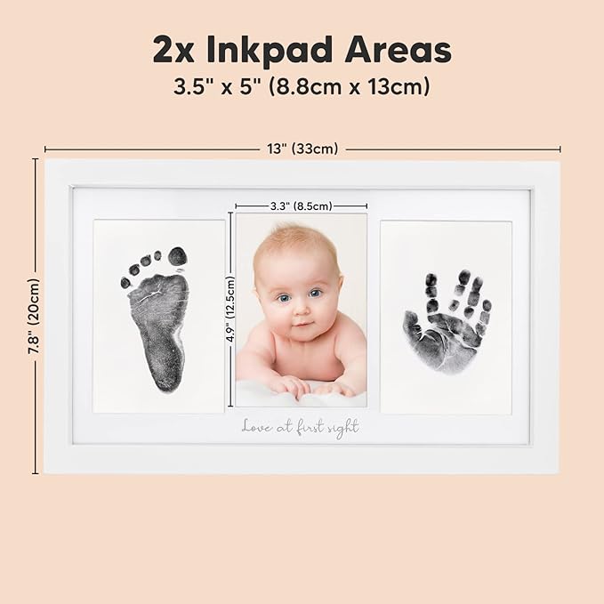 KeaBabies Baby Hand and Footprint Kit and Inkless Baby Handprint And Footprint Kit Frame - Baby Prints Duo Photo Frame for Newborn - Personalized Baby Picture Frame for Newborn