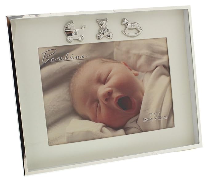 Haysom Interiors Charming and Simplistic Silver and Ivory Newborn Baby 7" x 5" Photo Frame by Happy Homewares