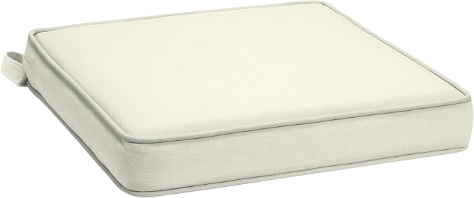 Arden 19 x 19 Luxury Foam Outdoor Double Welted Dining Seat Cushion, Made with PROFOAM, Performance Fabric, Rain-Proof, Fade Resistant, Cream Woven Solid