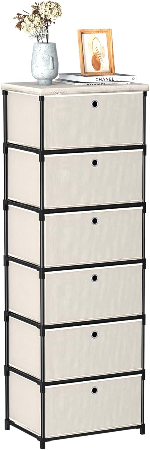 LUKYTOWER Fabric Storage Drawers Dresser and Chest of Drawers, Small Dresser with Drawers Unit, Sturdy Fabric Storage Bin Organizer for Closet